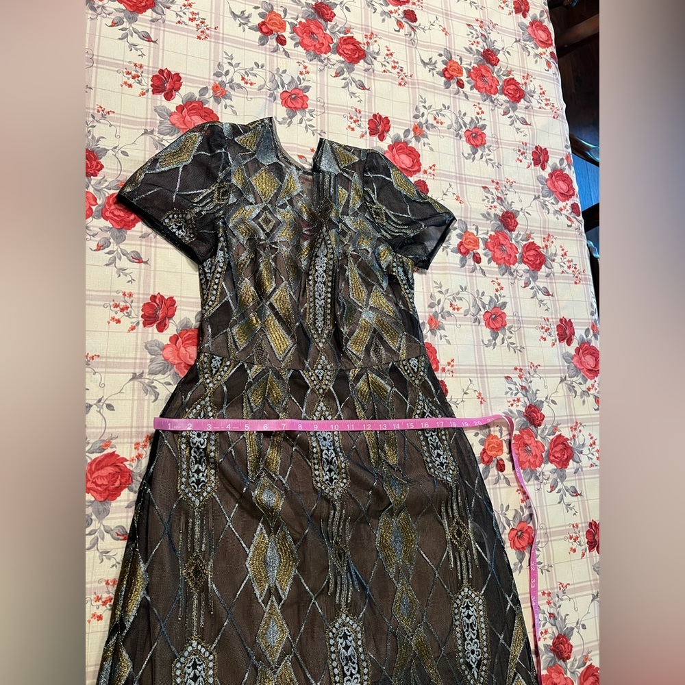 BCBG Maxazria NWT Taliah size 8 black gold silver beautiful formal ball gown - Picture 9 of 16